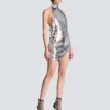 Short sequinned halterneck dress