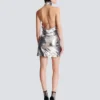 Short sequinned halterneck dress