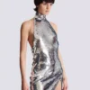 Short sequinned halterneck dress