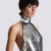 Short sequinned halterneck dress