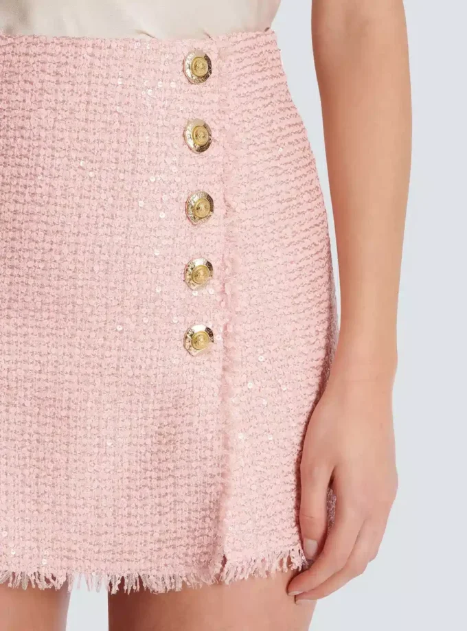 Short sequinned tweed skirt Short sequinned tweed skirt