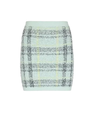 Short skirt in glitter plaid tweed