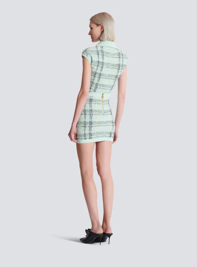 Short skirt in glitter plaid tweed Short skirt in glitter plaid tweed