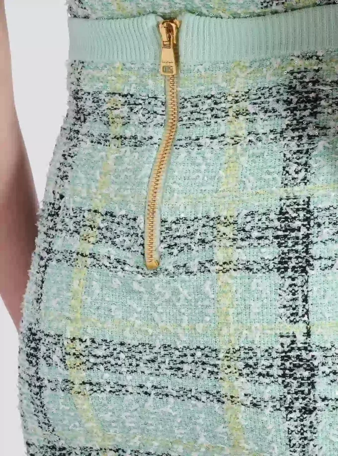Short skirt in glitter plaid tweed Short skirt in glitter plaid tweed