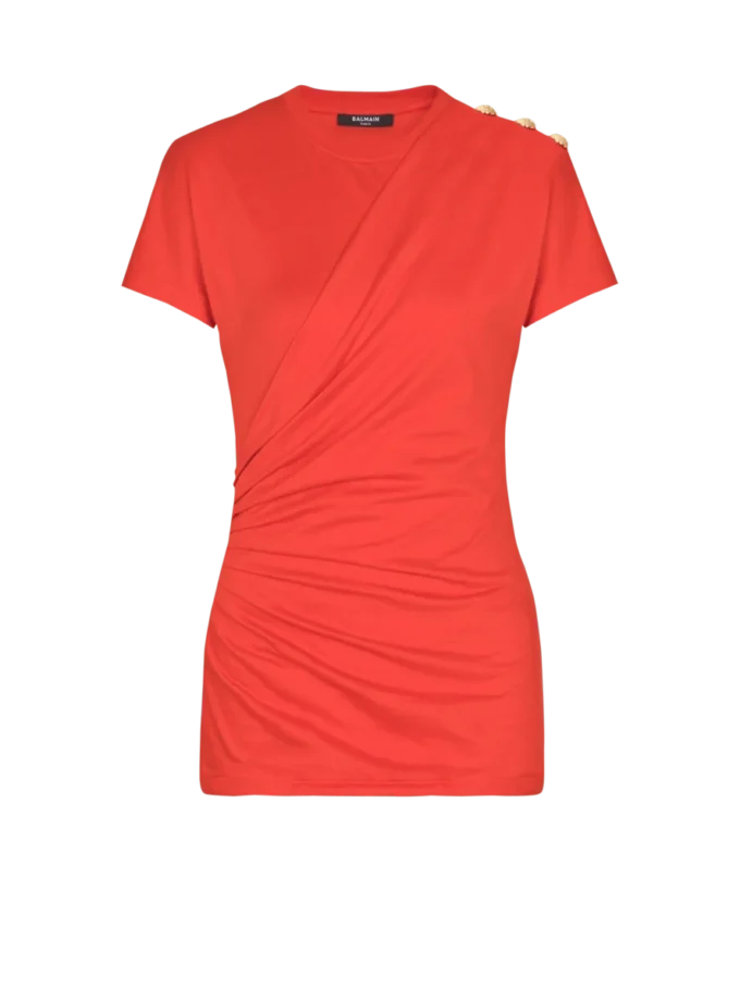 Short-sleeved draped jersey T-shirt