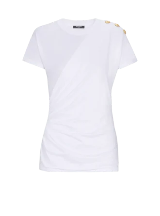 Short-sleeved draped jersey T-shirt
