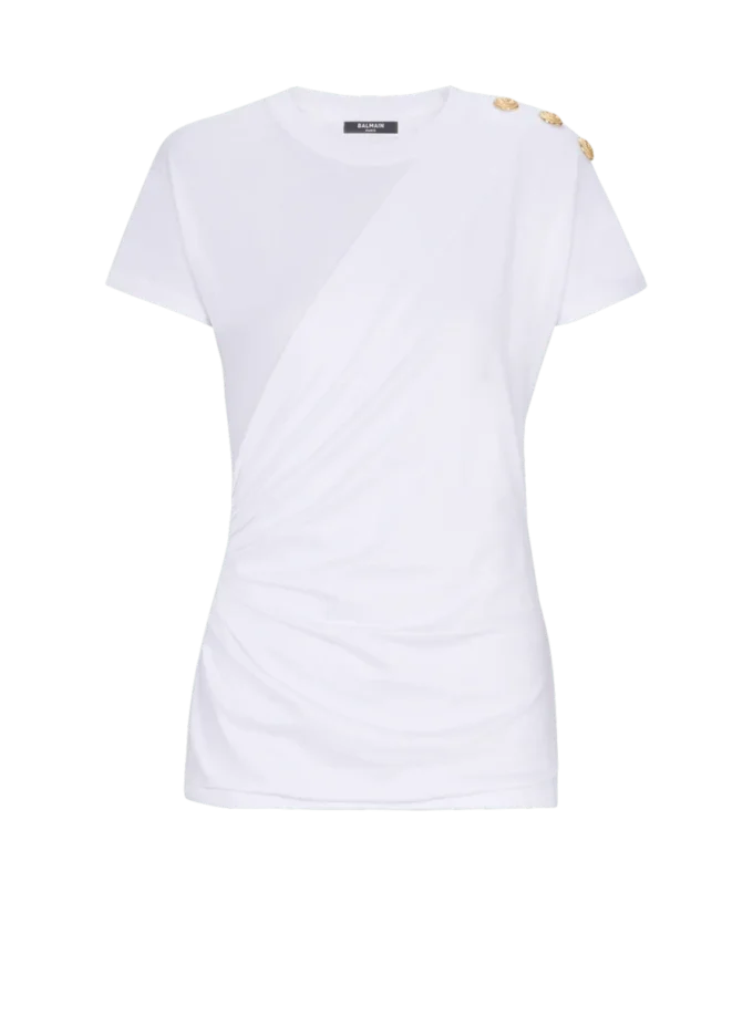 Short-sleeved draped jersey T-shirt