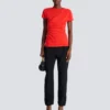 Short-sleeved draped jersey T-shirt