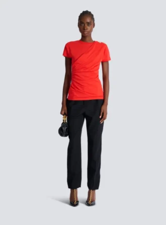 Short-sleeved draped jersey T-shirt Short-sleeved draped jersey T-shirt