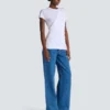 Short-sleeved draped jersey T-shirt