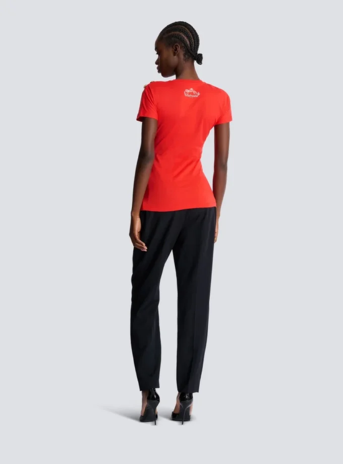 Short-sleeved draped jersey T-shirt
