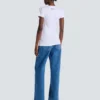 Short-sleeved draped jersey T-shirt