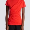 Short-sleeved draped jersey T-shirt