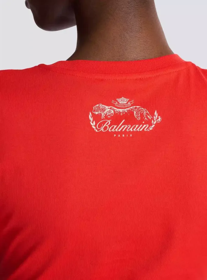 Short-sleeved draped jersey T-shirt