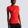 Short-sleeved draped jersey T-shirt