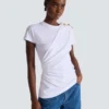 Short-sleeved draped jersey T-shirt