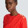 Short-sleeved draped jersey T-shirt