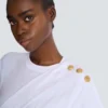 Short-sleeved draped jersey T-shirt
