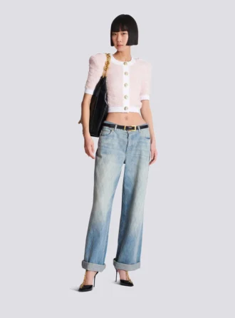 Short-sleeved knit cardigan Short-sleeved knit cardigan