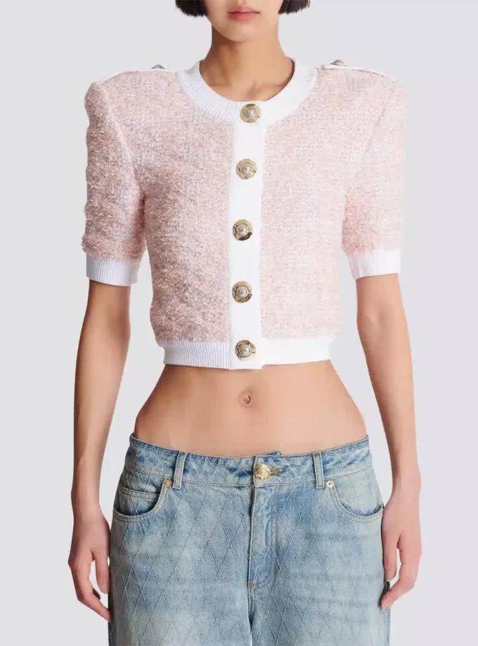 Short-sleeved knit cardigan Short-sleeved knit cardigan