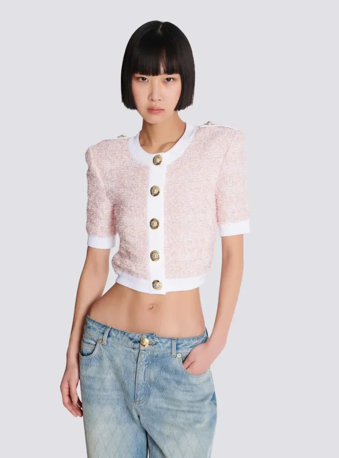 Short-sleeved knit cardigan Short-sleeved knit cardigan