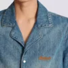 Short-sleeved pyjama shirt in faded denim