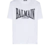 Short-sleeved T-shirt with flocked Balmain College print
