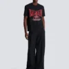 Short-sleeved T-shirt with flocked Balmain College print