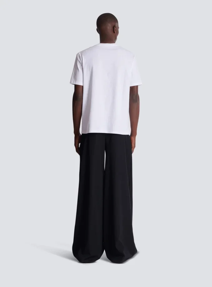 Short-sleeved T-shirt with flocked Balmain College print