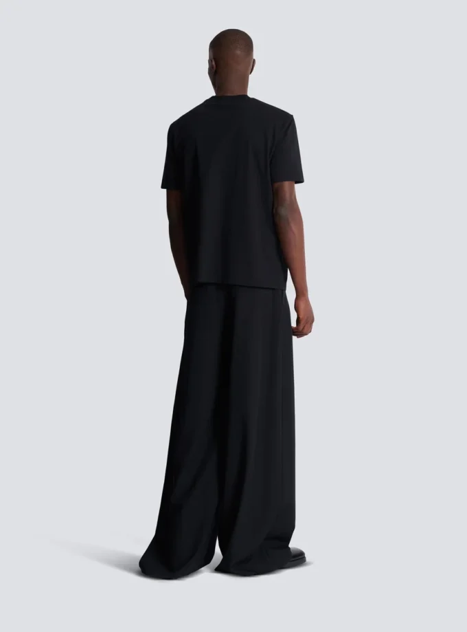 Short-sleeved T-shirt with flocked Balmain College print