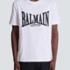 Short-sleeved T-shirt with flocked Balmain College print