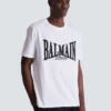 Short-sleeved T-shirt with flocked Balmain College print