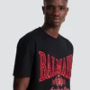 Short-sleeved T-shirt with flocked Balmain College print
