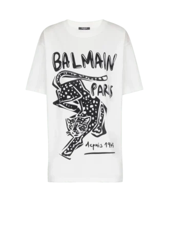 Short-sleeved T-shirt with leopard print