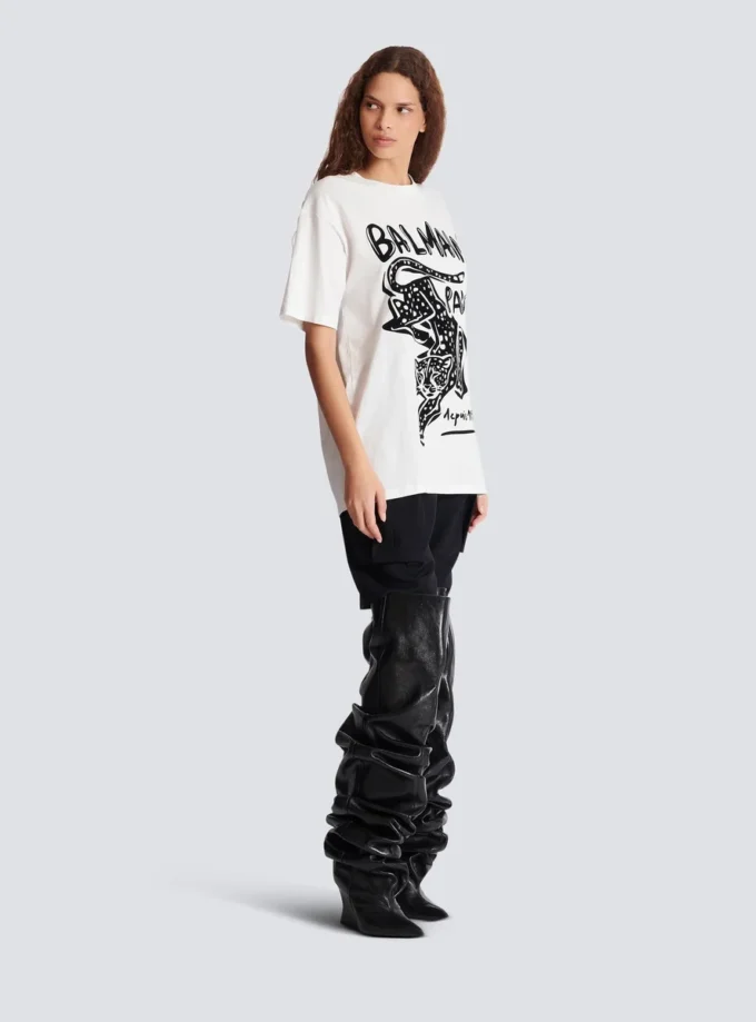 Short-sleeved T-shirt with leopard print Short-sleeved T-shirt with leopard print