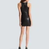 Short sleeveless lambskin dress