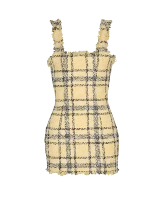 Short strappy dress in glitter tweed