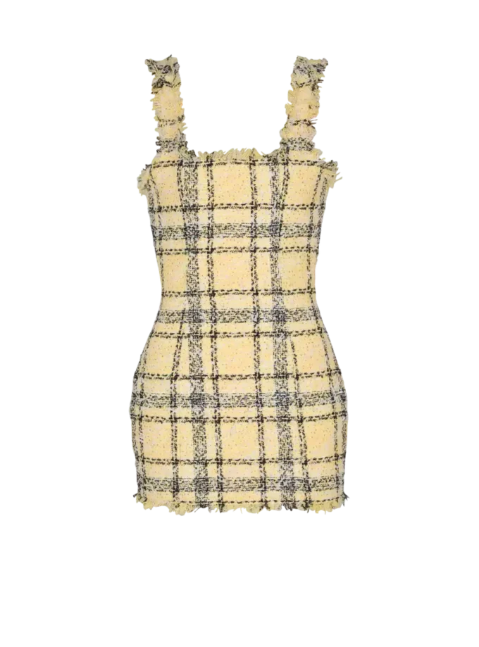 Short strappy dress in glitter tweed Short strappy dress in glitter tweed