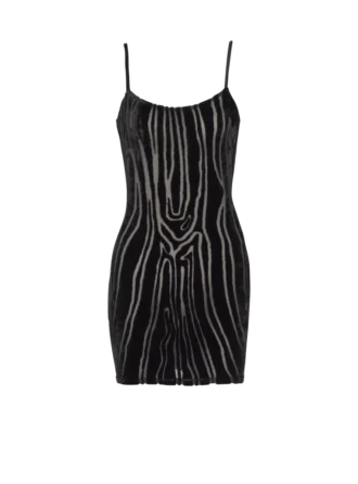 Short strappy dress in zebra-print velvet Short strappy dress in zebra-print velvet