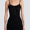 Short strappy dress in zebra-print velvet