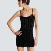 Short strappy dress in zebra-print velvet