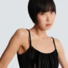 Short strappy dress in zebra-print velvet