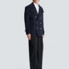 Short striped wool pea coat Short striped wool pea coat