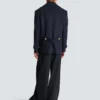 Short striped wool pea coat Short striped wool pea coat