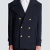 Short striped wool pea coat Short striped wool pea coat
