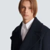 Short striped wool pea coat Short striped wool pea coat
