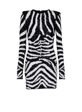 Short two-tone zebra sequin dress