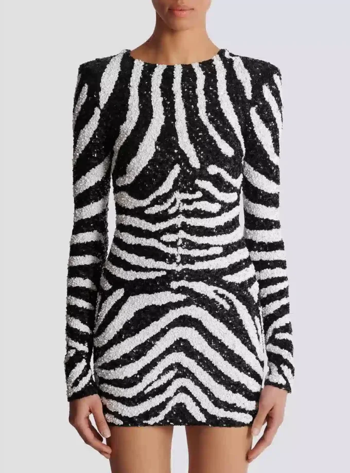Short two-tone zebra sequin dress Short two-tone zebra sequin dress