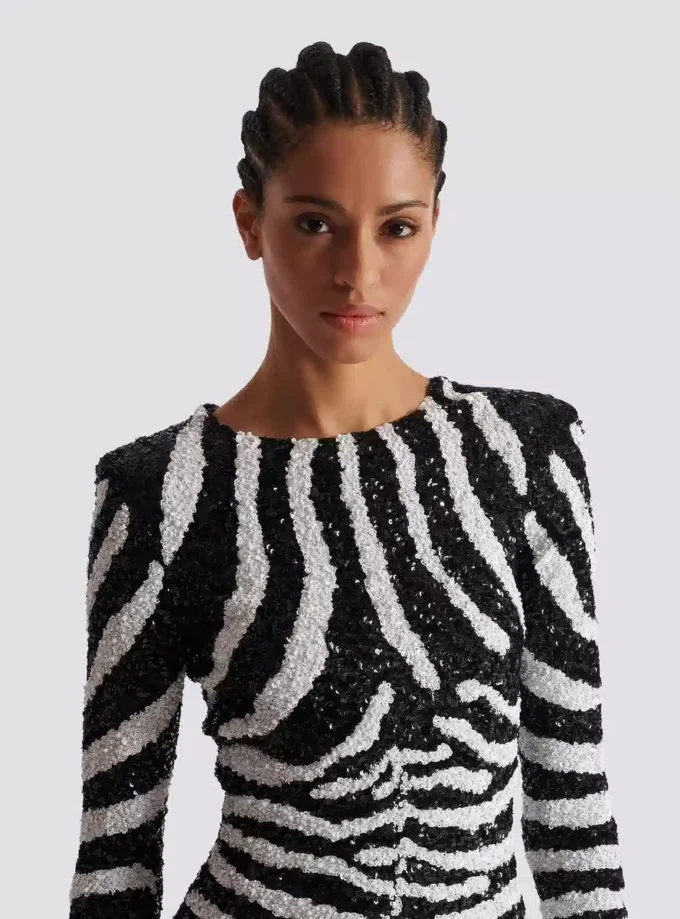 Short two-tone zebra sequin dress Short two-tone zebra sequin dress
