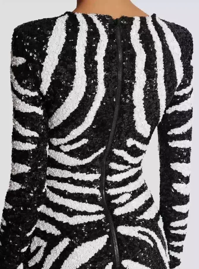 Short two-tone zebra sequin dress Short two-tone zebra sequin dress